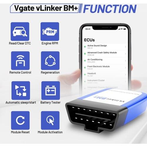 Vgate vLinker BM+ OBD 2 ELM327 V2.2 For BMW Scanner Bluetooth-compatible 4.0 / WIFI ELM 327 IOS Android OBD2 Car Diagnostic Tool
