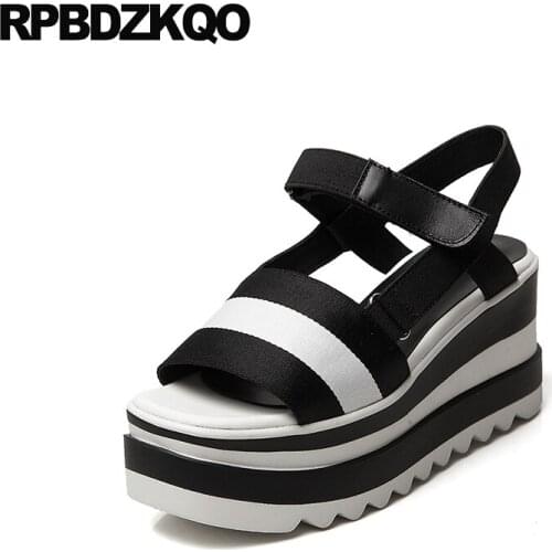 Open toe 2019 summer slingback high quality designer ladies pumps black flatform women wedge platform sandals shoes blue fashion