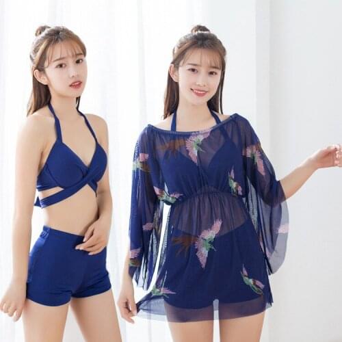 Swimwear Women 3PCS Bikini Set Romper Cover Ups Bathing Suits Back Cross String Sexy Swimsuit Bikini Beachwear