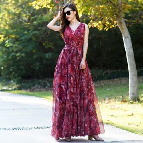 2020 chic women hippie leopard print V Neck Chiffon Bohemian dress ladies Runway Boho maxi dresses vestidos Plus Sizes