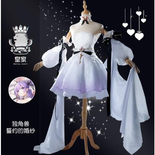 Anime Azur Lane HMS Unicorn Wedding Dress Santiago Wows To Draw Lolita Uniform Cosplay Costume Halloween Women Free Shipping2020