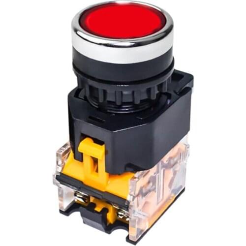 1PC 22mm self-locking Self-Reset Flat head press Push Button Switch Momentary LA38-11BN 10A 380V AC Contacts 6Color