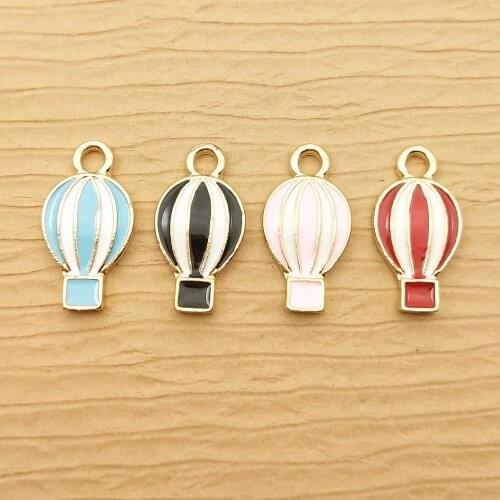10pcs 11x20mm enamel hot air balloon charm for jewelry making and crafting earring pendant necklace and bracelet charm