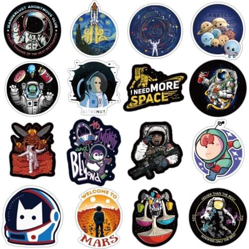 100pcs Outer Space Sticker UFO Alien Astronaut Rocket Cartoon Stickers Gifts Toys for Children DIY Skateboard Laptop Phone F3