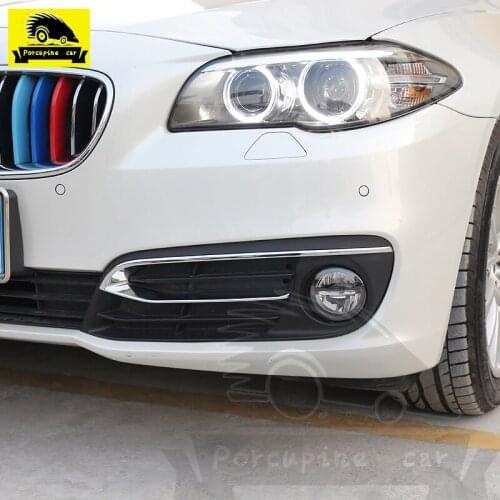 2 pcs ABS Chrome Front Fog Light Bulb Trim Cover Frame For BMW 5 Series F10 2014-2016