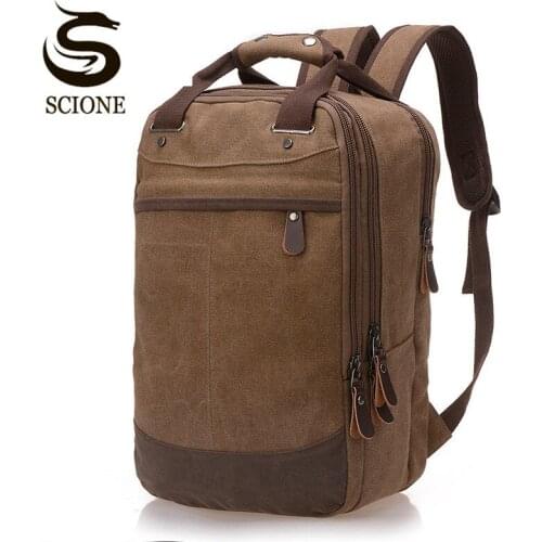 Scione Large Capacity Travel Backpack Multifunction Mens Canvas Backpacks Women Mochila Casual Daily Backpack Daypack School Bag