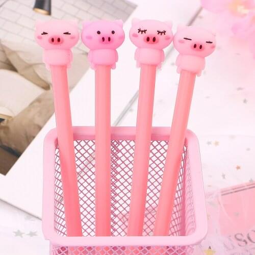4Pcs/lot Cartoon Cute Pig Gel Pen Black Writting Pens Canetas Material Escolar Staitonery Paperlaria Office School Supplies