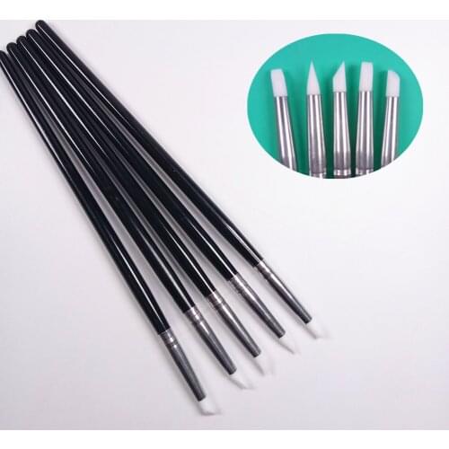 5Pcs Dental White Adhesive Composite Resin Cement Porcelain Teeth Silicone Brush Pen