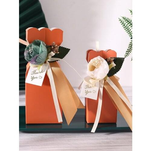 50Pcs Creative Vase-Shaped Pink Gift Box Wedding Candy Bags Flower Baby Shower Favors For Guests Packaging Party Supplies