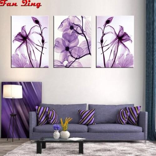 5D DIY Diamond Painting Abstract purple flowers Cross Stitch diamond Embroidery Kit Picture Of Rhinestones Mosaic Decor Home