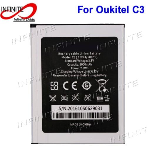 For Oukitel C3 Battery High Quality New 2000mAh Bateria Accumulator AKKU