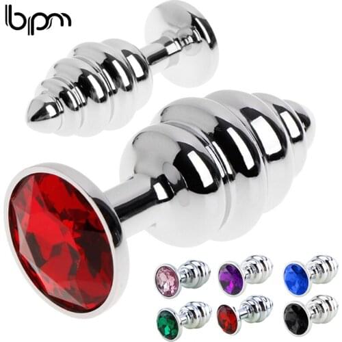 Bpm Stainless Steel Butt Plug Anus Massager Spiral Beads Anal Plug BDSM Anus Sex Toys Adult Couples SM Products
