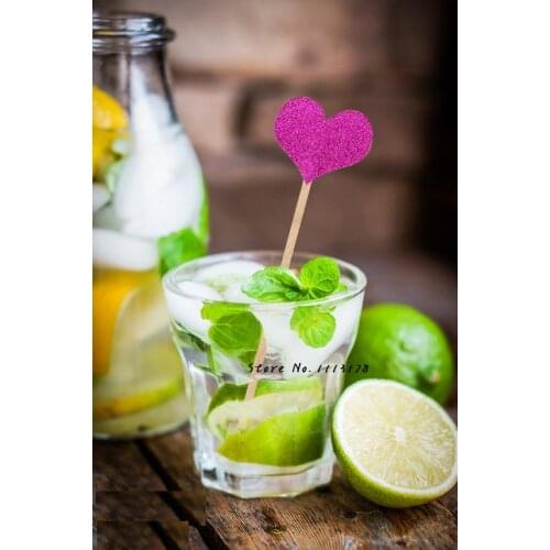 Glitter fushia hearts Stir Sticks food skewers wedding Valentines Day Bridal Shower drink birthday party decorations