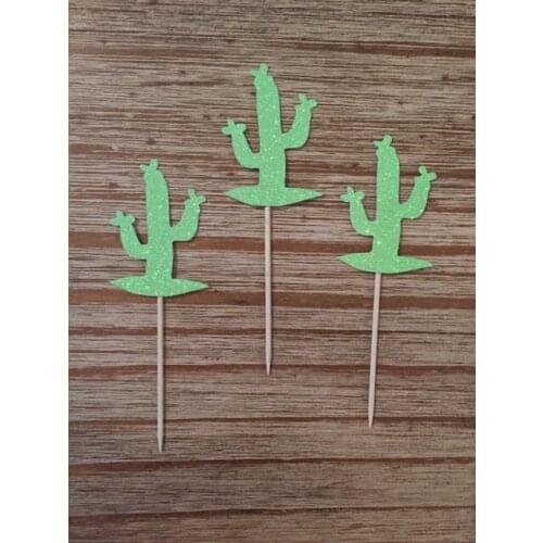 Glitter Cactus Cupcake Toppers birthday party desert Wedding Bridal Shower Engagement Hens Night Party food picks