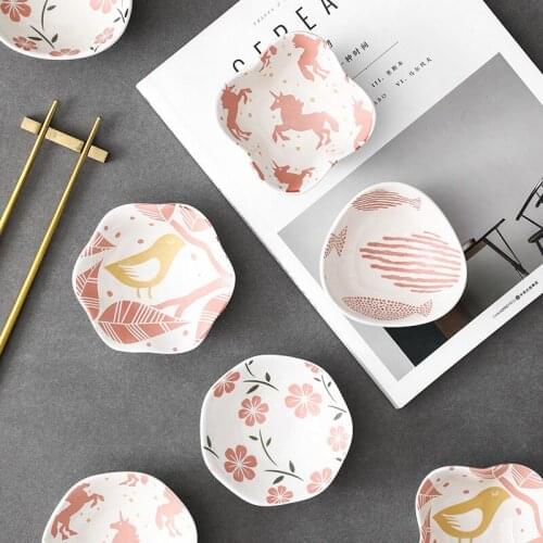 Nordic flavor dish ceramic underglaze color vinegar dish hand-painted relief dipping dish creative snack peanut dish