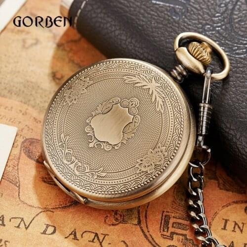 Luxury Golden Nurse fob Watches Chain for men Stainless steel Japan Quartz Movt Pocket Watch Engraved Mens Gift Relogio De Bolso