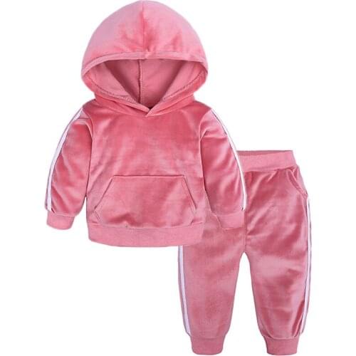 Baby Girl Clothes Set Boy Suit Newborn Velvet Hooded Top + Pants 2 Pieces Toddler Sportswear Tracksuits Spring Autumn 0-6 Years