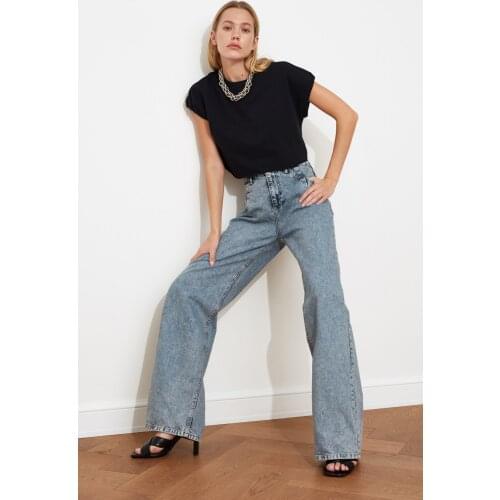 Trendyol Pocket Detail High Bel Wide Leg Jeans TWOSS20JE0143