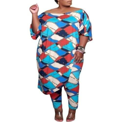2 Piece Sets African Clothes For Women Long T Shirt Tops And Pant Suits 2021 New Colors Print Loose Casual African Tracksuit Set