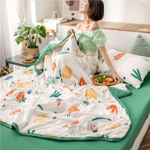 4pcs Set Children Bedspread Sofa Bed Cover For Beds Sheet Cartoon Style Summer Quilt Soft Cotton Towel Blankets Full Queen Quilt