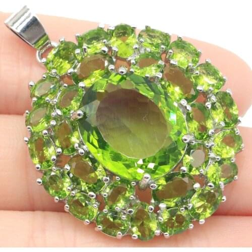 45x42mm Beautiful Flowers Created Orange Spessartine Garnet White CZ For Women Engagement Silver Pendant Eye Catching