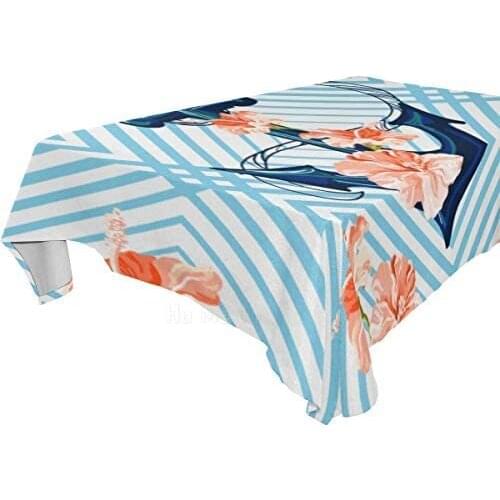 Beautiful Tropical Pattern With Hibiscus Polyester Washable Tablecloth Wrinkles And Heat resistant Table Cloths