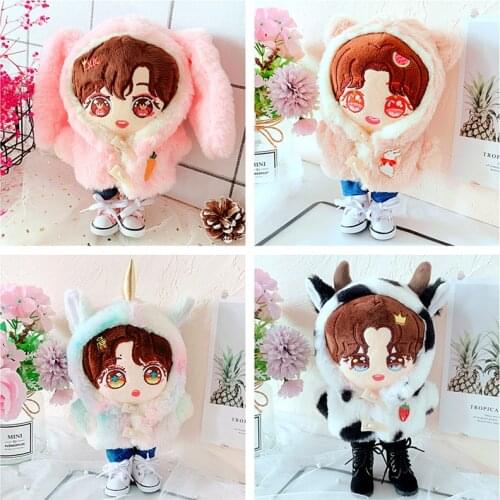 20cm rabbit unicorn cow shape loose coat Doll Plush Dolls clothes suit Toys Dolls Accessories Sean Xiao EXO Idol Dolls Girl