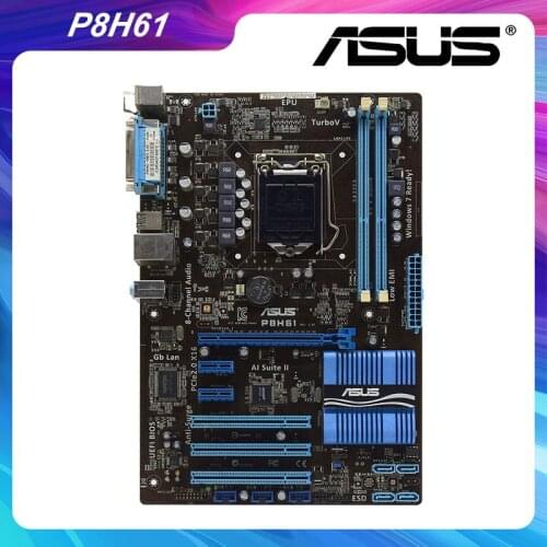 ASUS P8H61 LGA 1155 Intel H61 Desktop PC Motherboard DDR3 16G Core i7-2700K i5-3570K Cpus PCI-E 2.0 10×USB2.0 4×SATAII UEFI BIOS