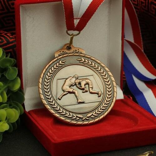 Fight Wrestling Medal factory price custom made metal Spot sports medal low price in stock bronze Engraving LOGO word Medal