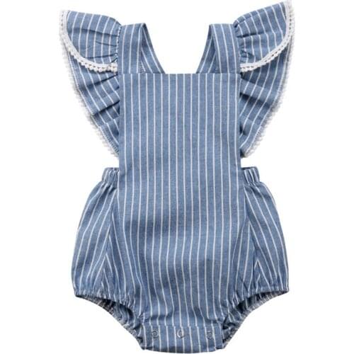 Cute Baby Girl Bodysuits Summer Striped Sleeveless Baby Bodysuit Cotton Jumpsuit Backless Newborn Clothing Infant Outfits 0-24M