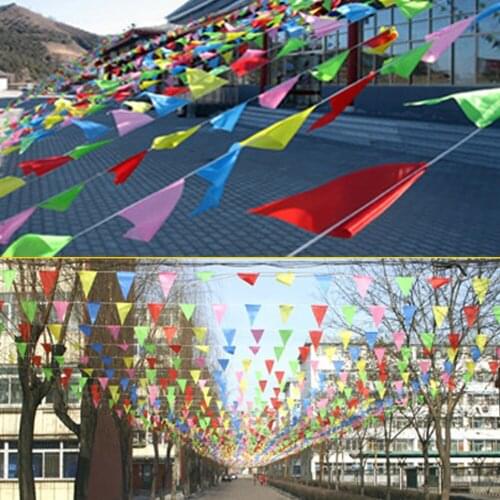 80m Reusable Triangle-shap Flag Bunting Colorful Birthday Party Weeding Festival Decor Hang Triangles String Flags Party Supply3