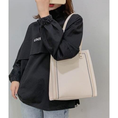 Fashion Shopping Bag Retro Style Solid Color PU Shoulder Bag trendy Wild Large Capacity Handbag With Zipper