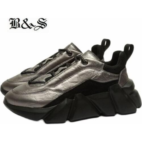 Black& Street 2021 new season style leather thick-soled mens shoes genuine Leather trainer lace UP casual Boots