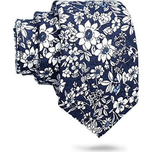 HAWSON Slim Skinny Tie for Men Floral Pattern Ties Cotton Mens Suite Necktie in Gift Box, Mens Tie, Mens Shirt Cravat