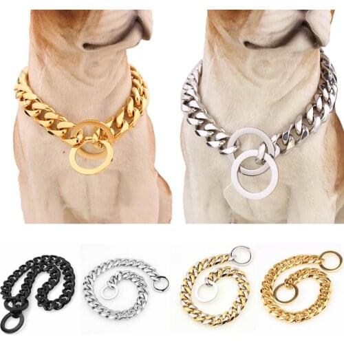 Stainless Steel Slip Pet Dog Chain Heavy Duty Training ChokeCollars for Large Dogs French Bulldog Adjustable Safety Control
