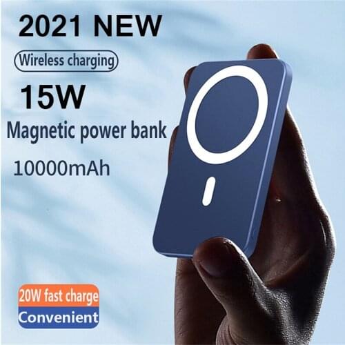 10000mAh 15W 2021 NEW Magnetic Wireless Power Bank Fast Charger For iPhone12 13 Pro Max Mobile Phone External auxiliary battery