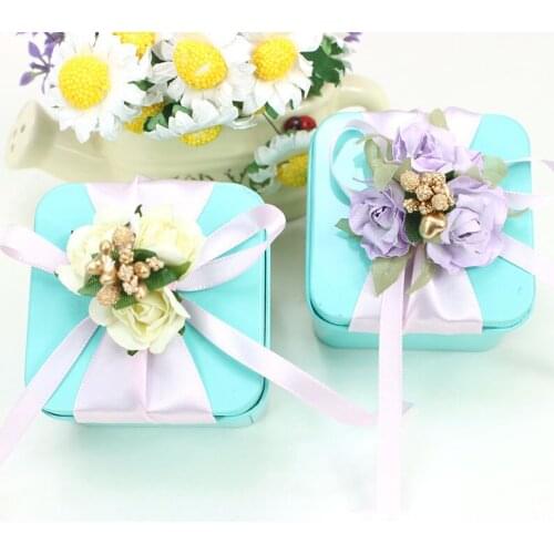 AVEBIEN 10pcs Creative Handmade Flower Box Chocolate Plastic Gift Box Wedding Favors and Gifts for Guests Candy Box Packaging