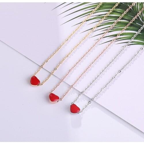 Heart-shaped necklace for Women Hot Selling titanium steel Red Heart Color Necklace Gift Jewelry