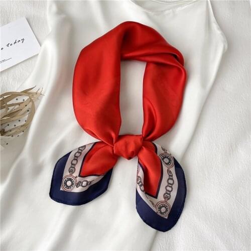Women Square Scarf Satin Shawl Female Hair Band Bandana Silk Head Wraps Lady Headband Fashion Design Print Neckerchief Headscarf