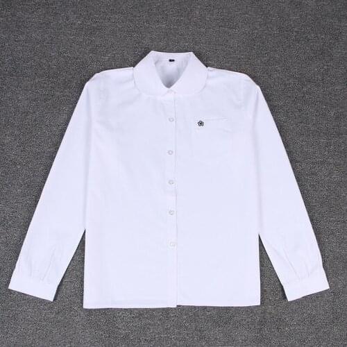 Hot Korean School Uniform Girls Long Sleeve Shirt For Women Japanese School Uniform Cotton White Shirt Cherry Blossom Pattern