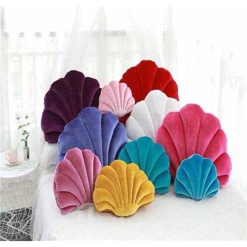Colorful Shell Pillow for Home Chair Seat Cushion Luxury Velvet Wedding Decorative Wave Back-rest Pad