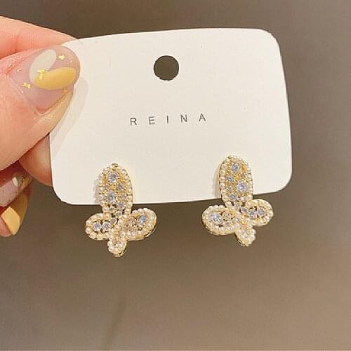 Gorgeou Luxurious Full Freshwater Pearls Semi-precious Stones Rhinestone Butterfly Earrings For Female Fashion Jewelry