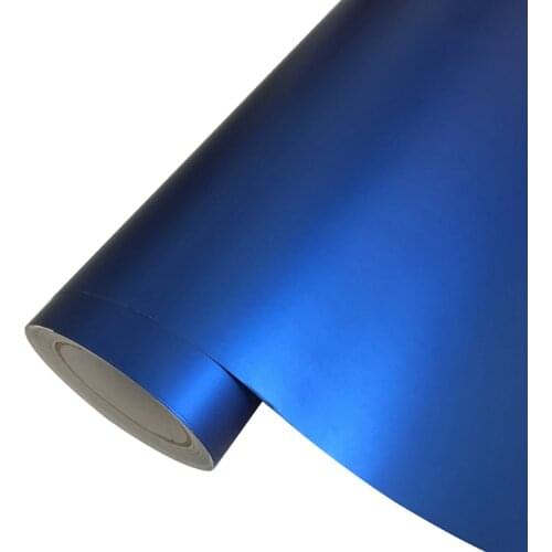 Satin Matt Metallic Blue Automotive Vinyl Wrap Roll DIY Car Wrapping Sticker with Air Release
