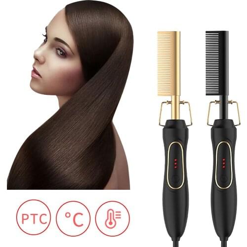Hair Straightening Brush Flat Irons Hot Heating Comb Hair Straight Styler Curling Iron Hair Curler Comb US/EU/UK plug