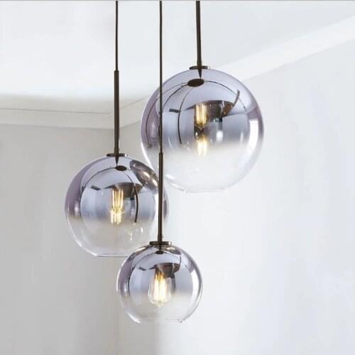 Nordic Modern Designer 3D Gold Edison Ball Glass LED Pendant Hanging Light Lamp for Kitchen Loft Living Room Bar Dining Room