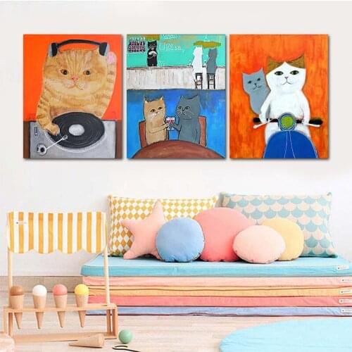 Nordic Cartoon Cute Cat Modern Posters And Prints Canvas Painting Wall Picture For Living Room Kids Bedroom Home Decor Nursery
