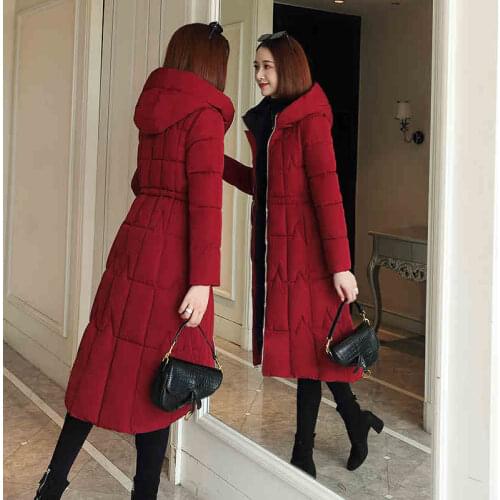 2020 Winter Long Parka Women Jackets Slim Thick Hooded Cotton Padded Coats Plus size Office Ladies Down Cotton Jacket Outerwear