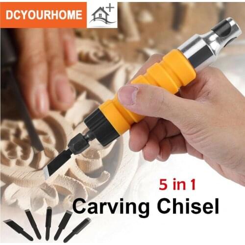 1 set Electric Wood Carving Engraving Hand Chisel Tool Woodworking With Free 5 Chisels