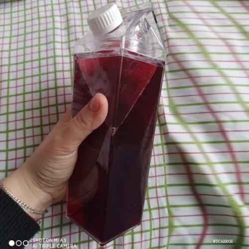 1000ml 500ml Plastic sports Water Bottle Cup Portable Square Bottle Fruit Juice Leak-proof Outdoor Travel Hiking Camping Bottles