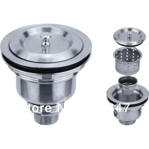 110mm 4.3" Kitchen Sink Basket Strainer w Cover (Stainless Steel 304)